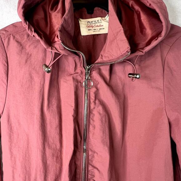 Ashley by 26 International Pink Hooded Zip‎ Up Rain Jacket Size Small - Picture 4 of 10